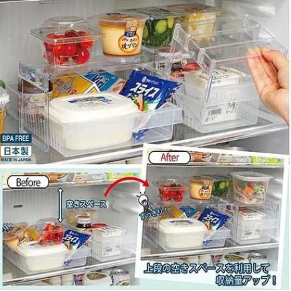 闊型冰箱分層收納架 | 2個裝 | 日本製 | Inomata | I-0388X2