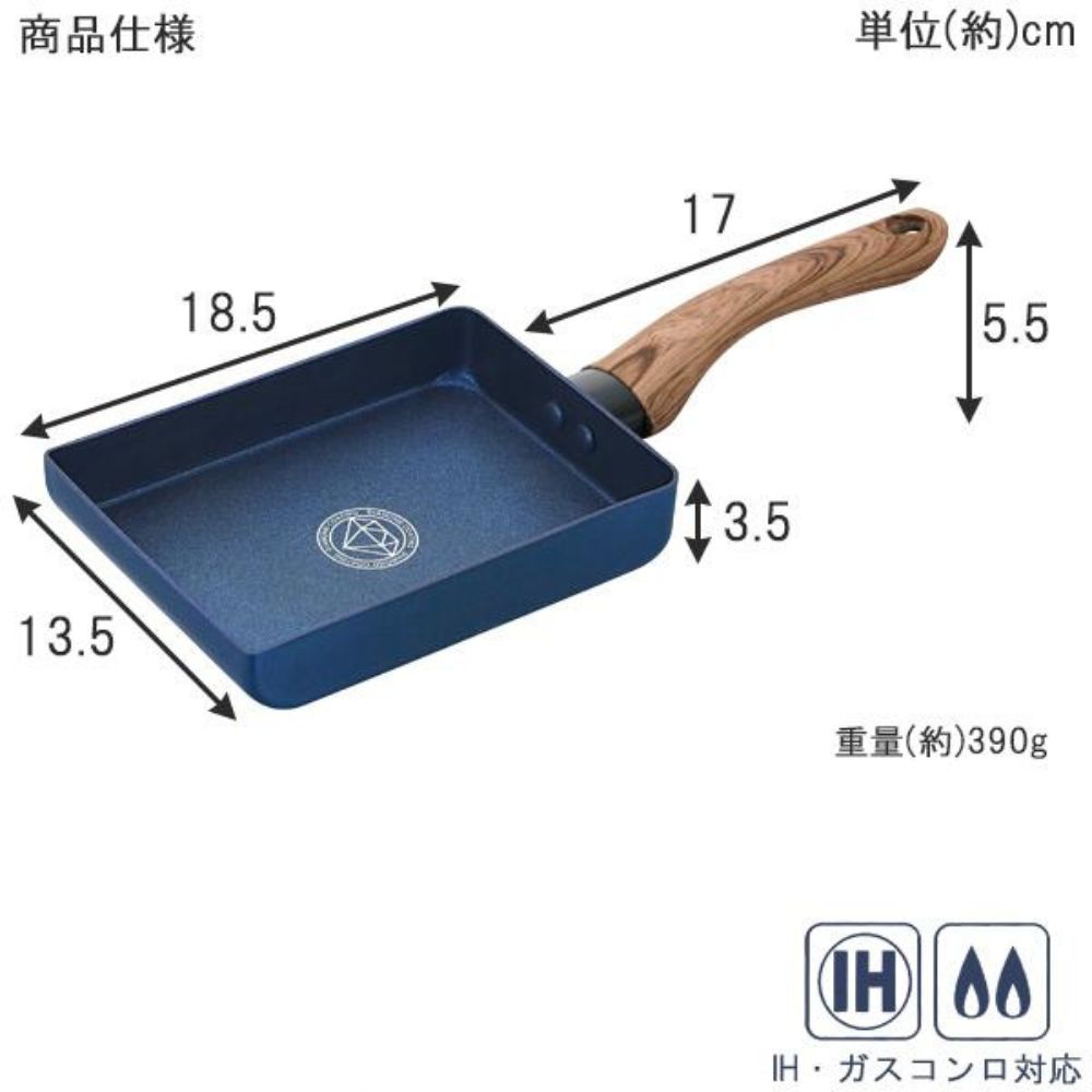 玉子燒長方型煎鍋煎蛋鍋 | 鑽石易潔塗層 | 電磁爐適用 | 日本 KAKUSEE | CF-01