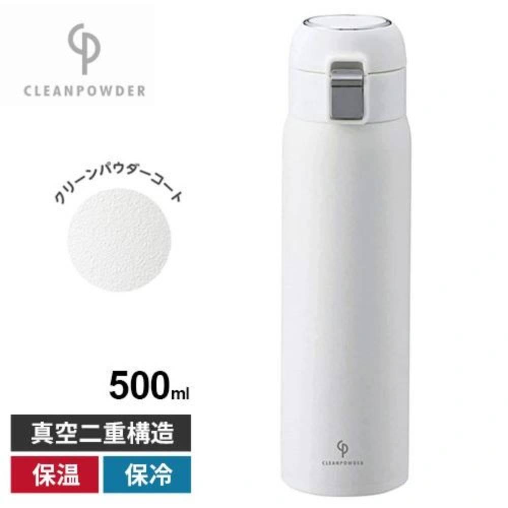 單鍵式不鏽鋼真空保溫瓶 | 500ML | 白色 | 日本 KAKUSEE | CLE-06W
