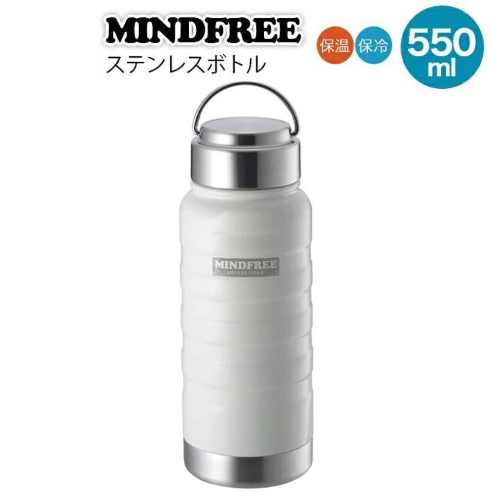 MINDFREE不銹鋼真空保溫瓶保溫壺 | 550ML | 白色 | 日本KAKUSEE | MF-05W