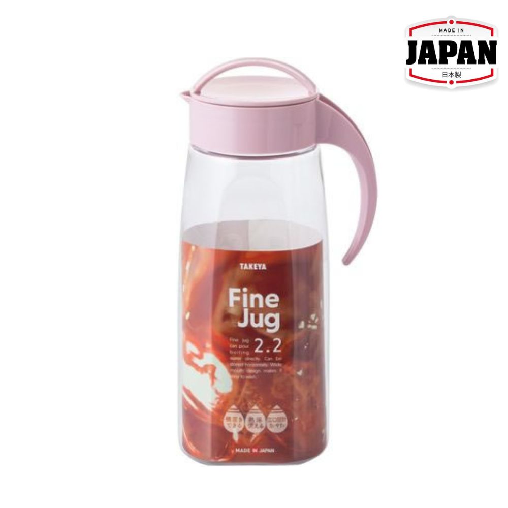 可橫放耐熱冷水壺 | 2.2L | 粉紅色 | TAKEYA | 日本製 | TY-141423